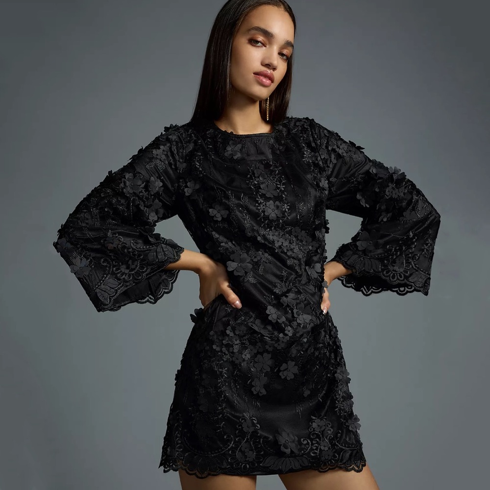 ✨NWT✨ Anthropologie Black Floral Maxi Dress size 12